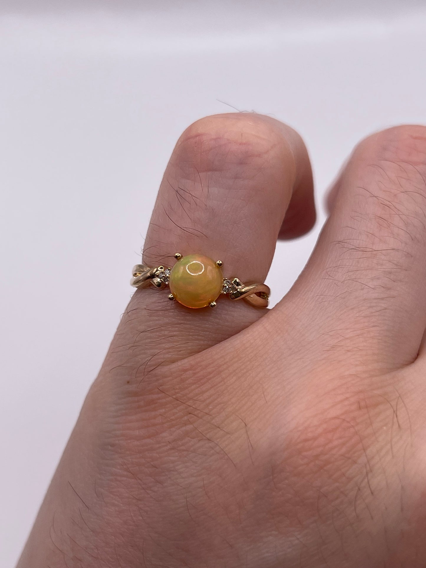 9ct gold opal and diamond ring