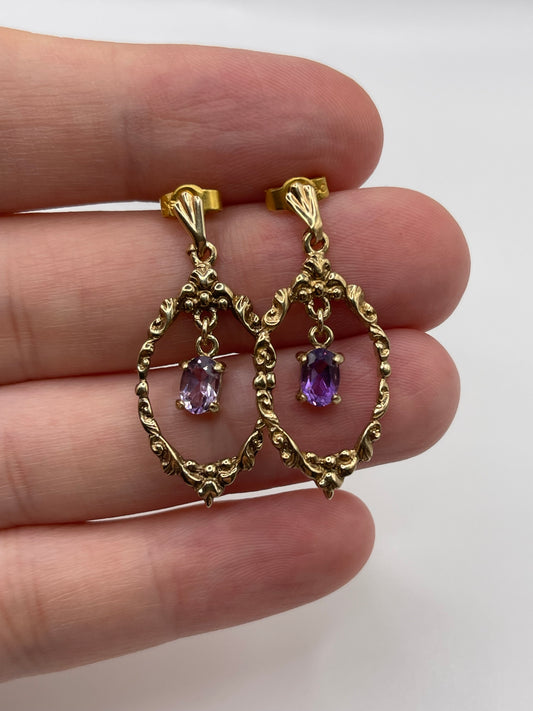9ct gold amethyst earrings