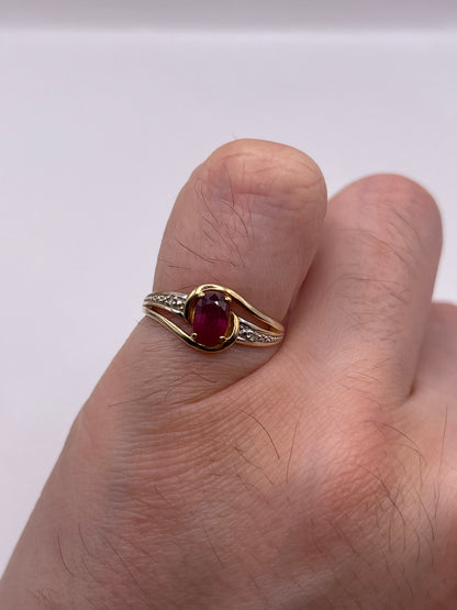 9ct gold ruby and diamond ring