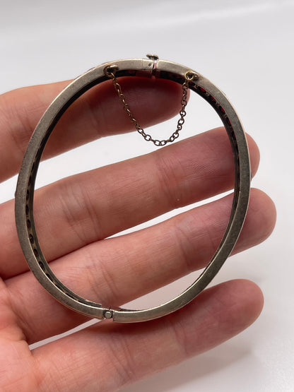 Antique silver gilt garnet bangle