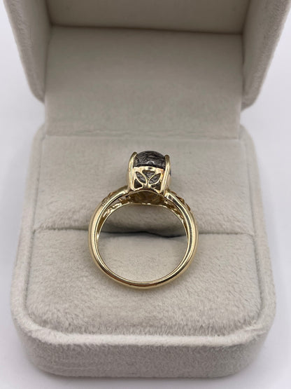 9ct gold rutile quartz ring
