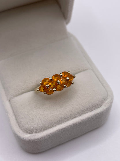 9ct gold fire opal cluster ring