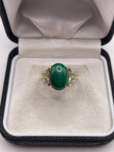 Load image into Gallery viewer, 9ct gold malachite and topaz ring
