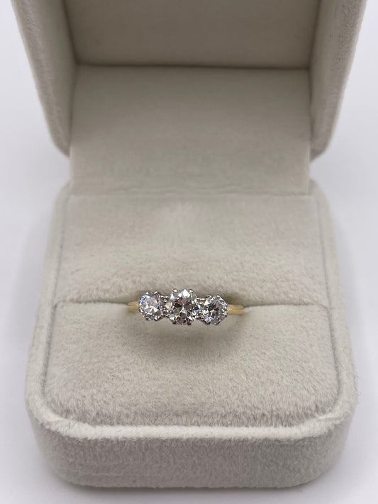 18ct gold 1ct 3 stone diamond ring