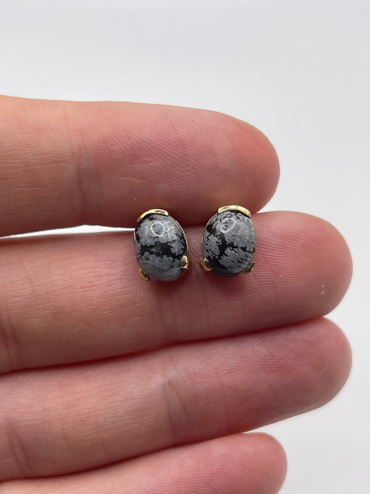 9ct gold obsidian earrings