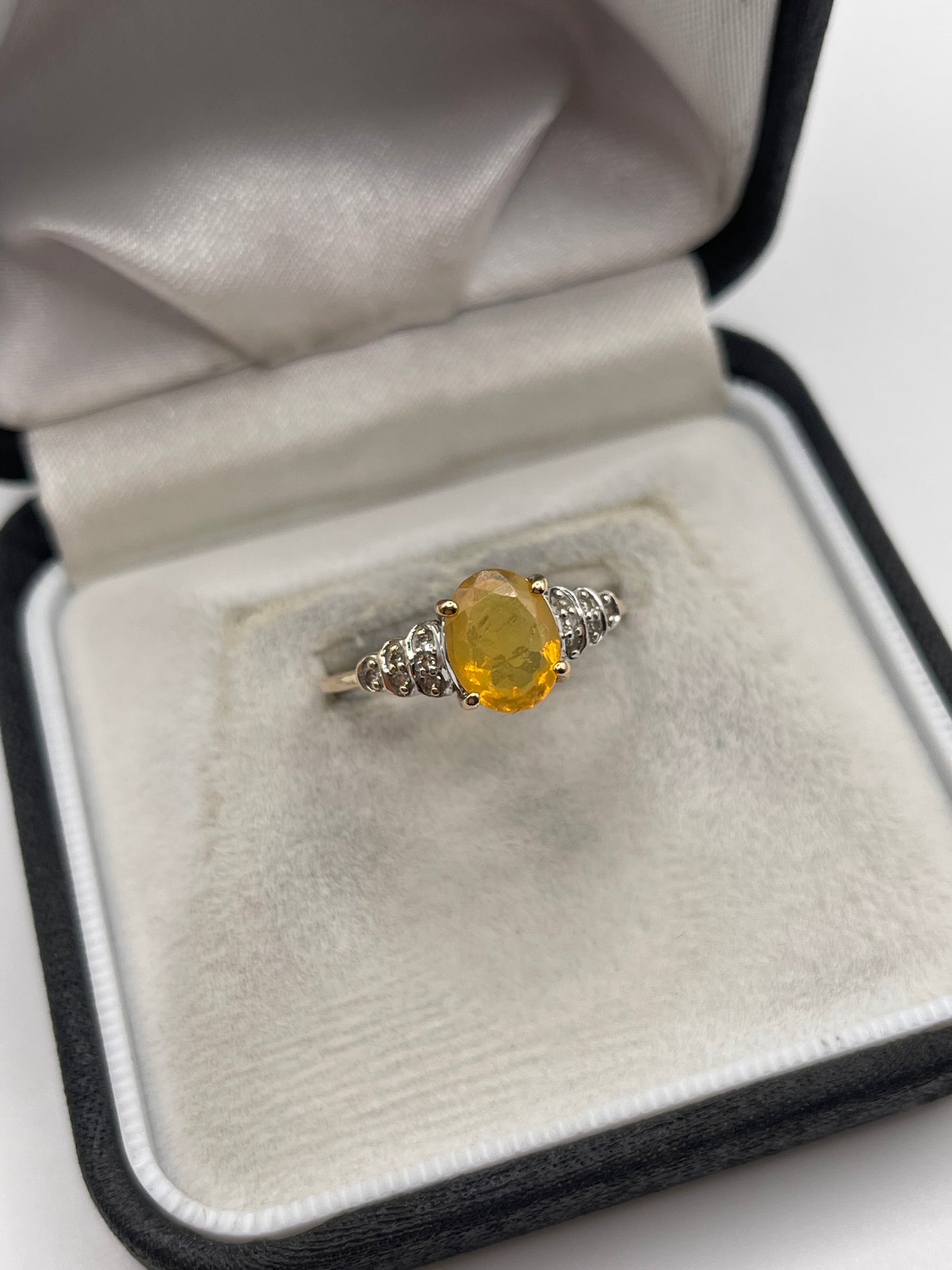 9ct gold opal and diamond ring