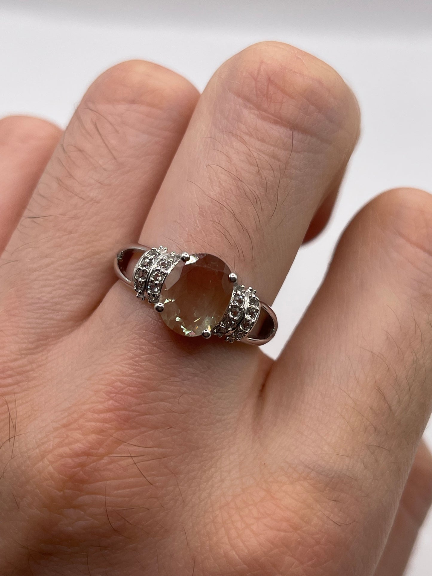 Silver gemstone ring