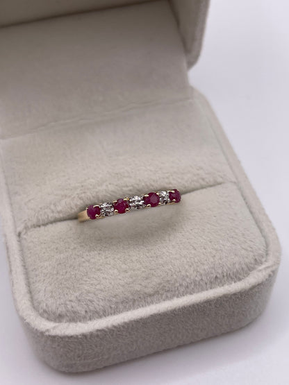 9ct gold ruby and diamond ring