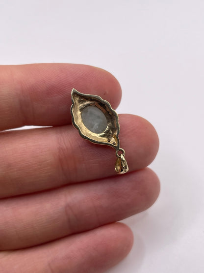9ct gold jade and diamond pendant