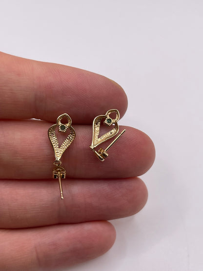 9ct gold emerald and diamond earrings