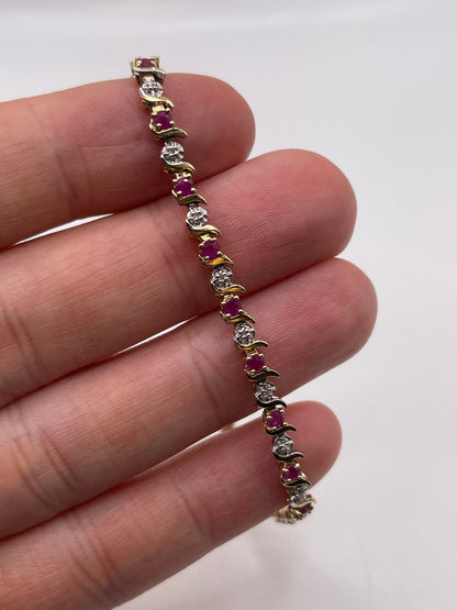 9ct gold ruby and diamond bracelet