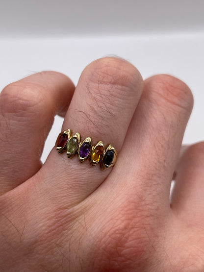 9ct gold multi gemstone ring