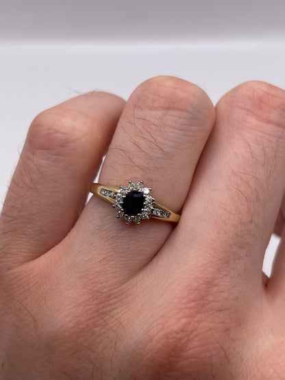 9ct gold sapphire and diamond ring
