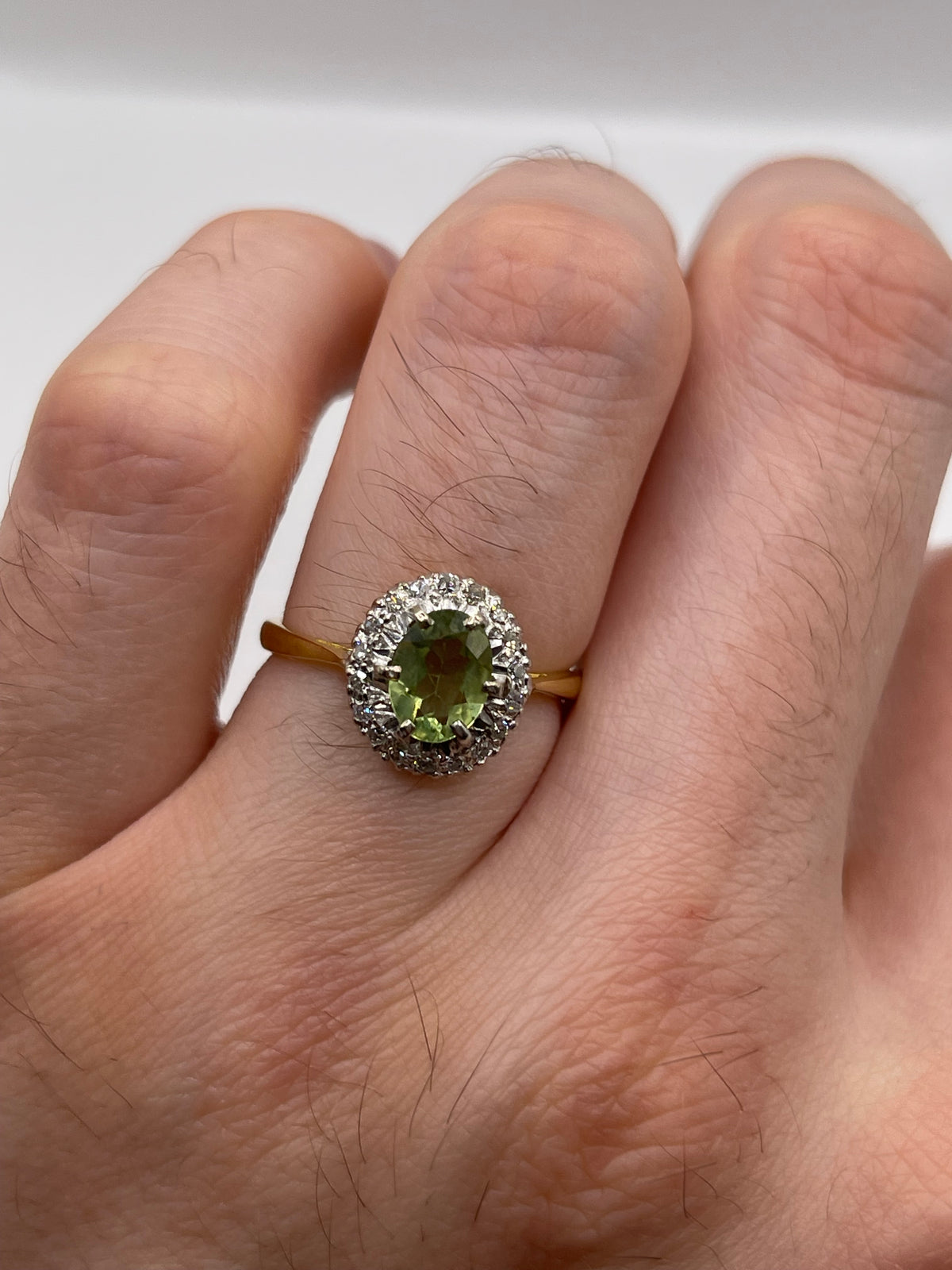 18ct gold peridot and diamond ring