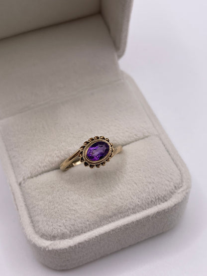 9ct gold amethyst ring