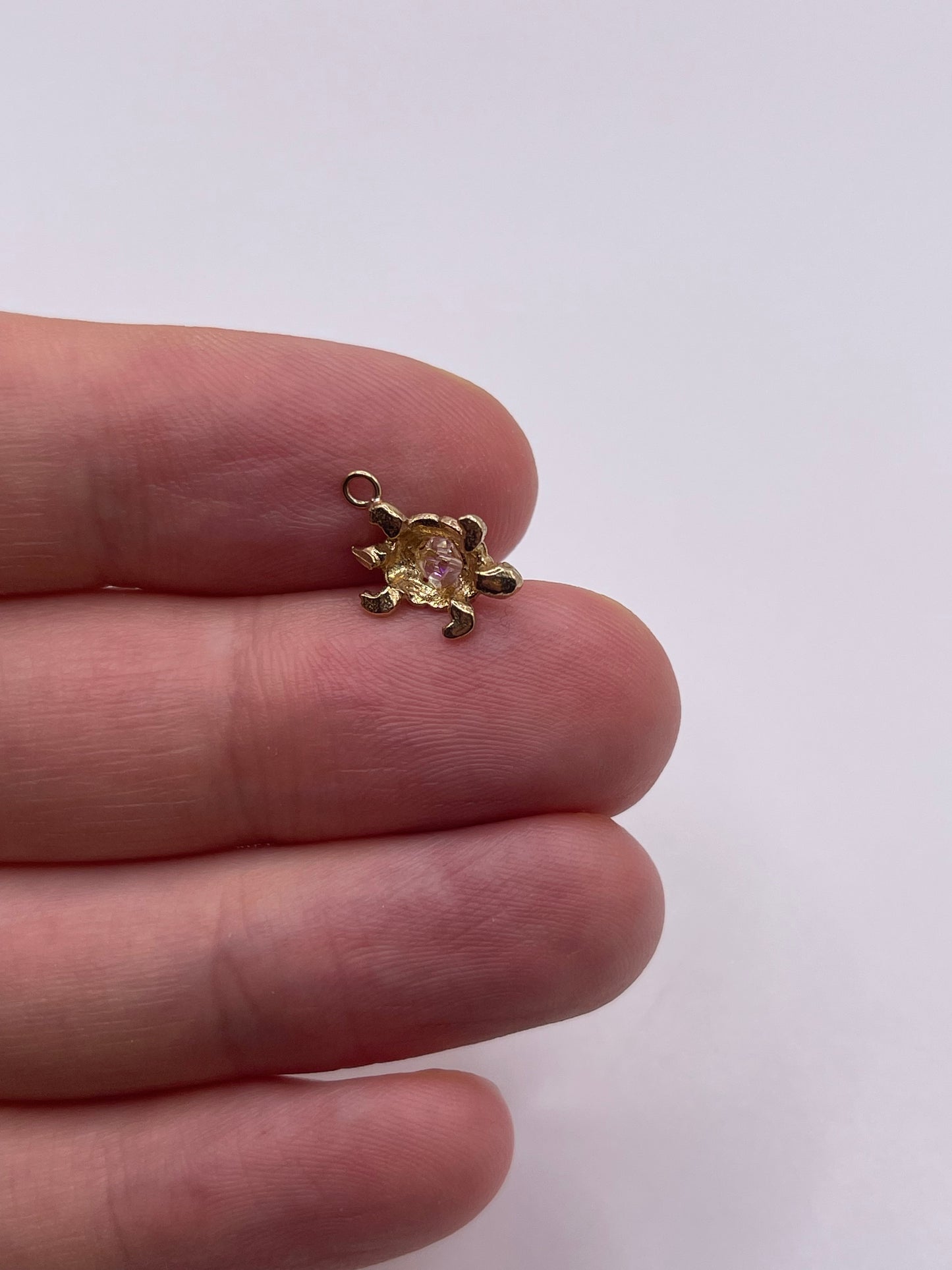 9ct gold crystal turtle charm