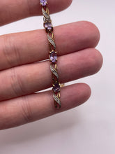 Load image into Gallery viewer, 9ct gold amethyst and diamond bracelet
