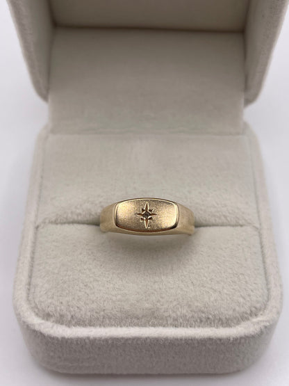 9ct gold diamond signet ring