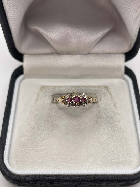 9ct gold ruby and diamond ring