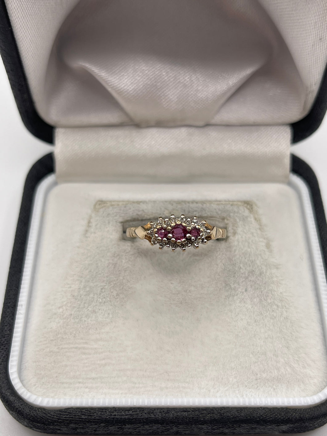 9ct gold ruby and diamond ring