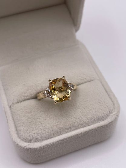 9ct gold citrine and zircon ring