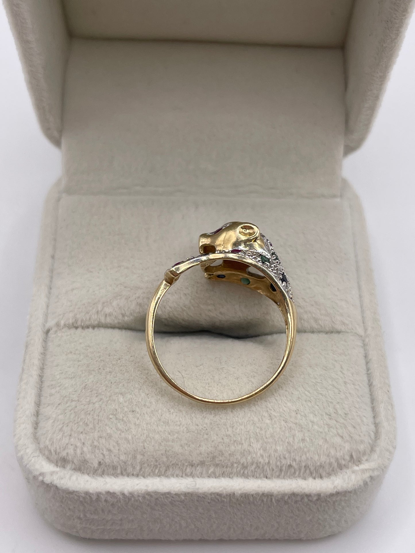 9ct gold multi gemstone and diamond ring