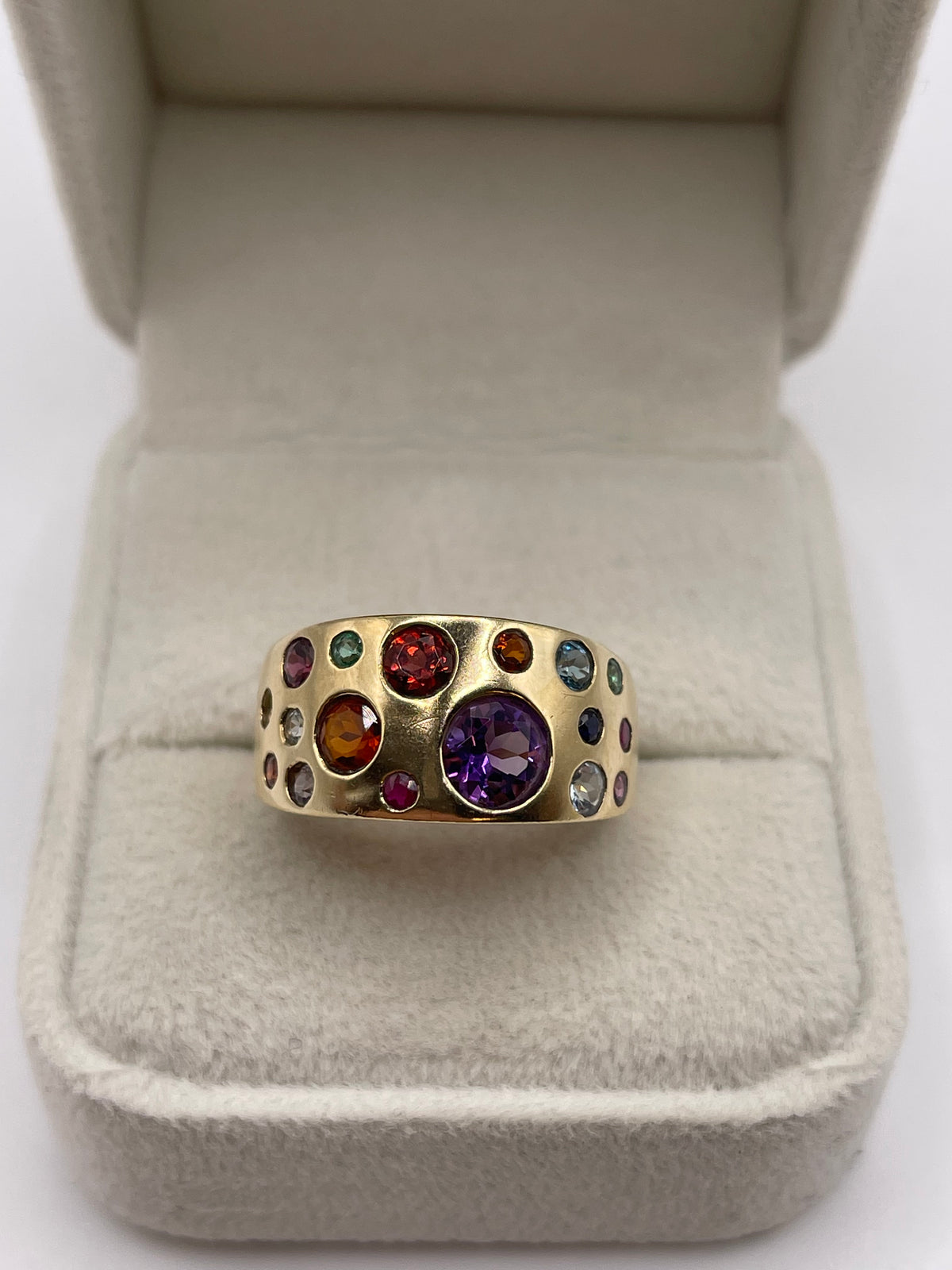 9ct gold multi gemstone cluster ring