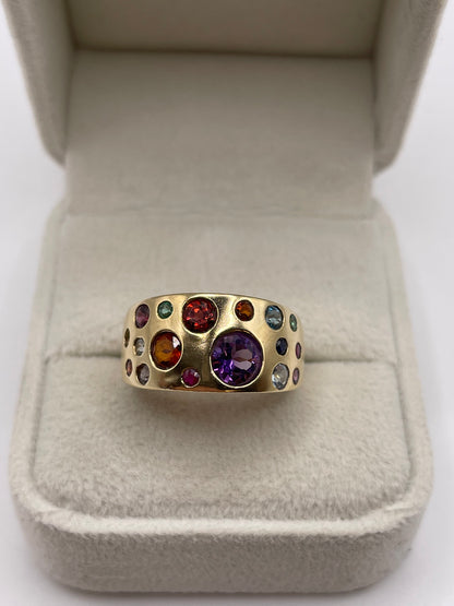9ct gold multi gemstone cluster ring