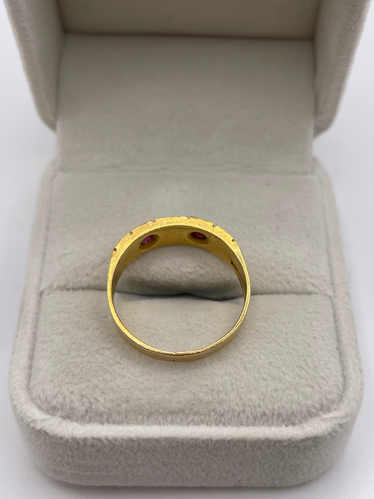 Antique 18ct gold ruby and pearl ring