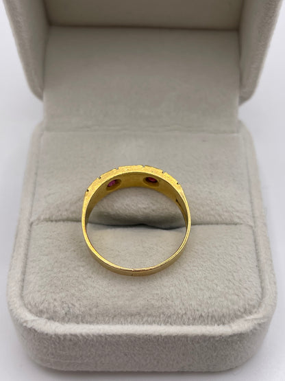 Antique 18ct gold ruby and pearl ring