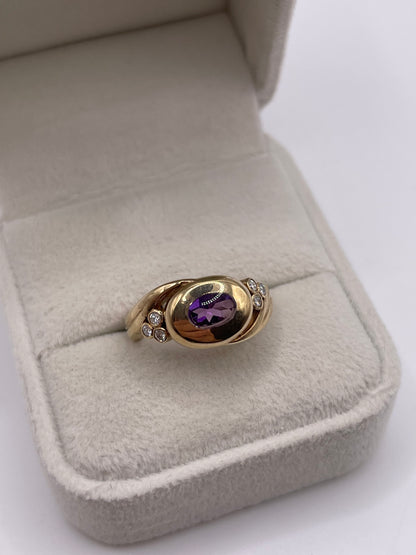 9ct gold amethyst and diamond ring