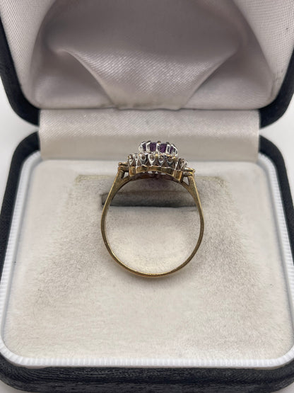 9ct gold amethyst and diamond ring