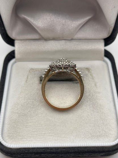 9ct gold 1ct diamond cluster ring