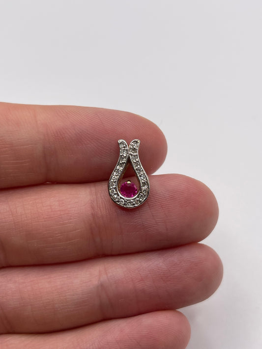 9ct gold ruby and diamond pendant