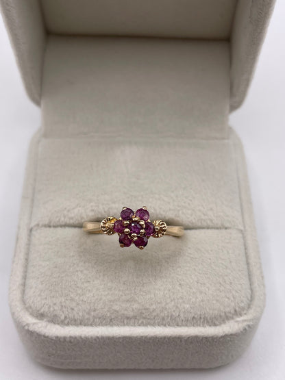 9ct gold ruby cluster ring