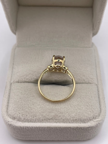 9ct gold pale morganite and diamond ring