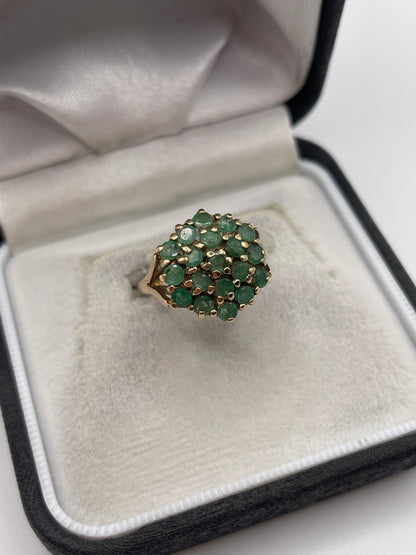 9ct gold emerald cluster ring