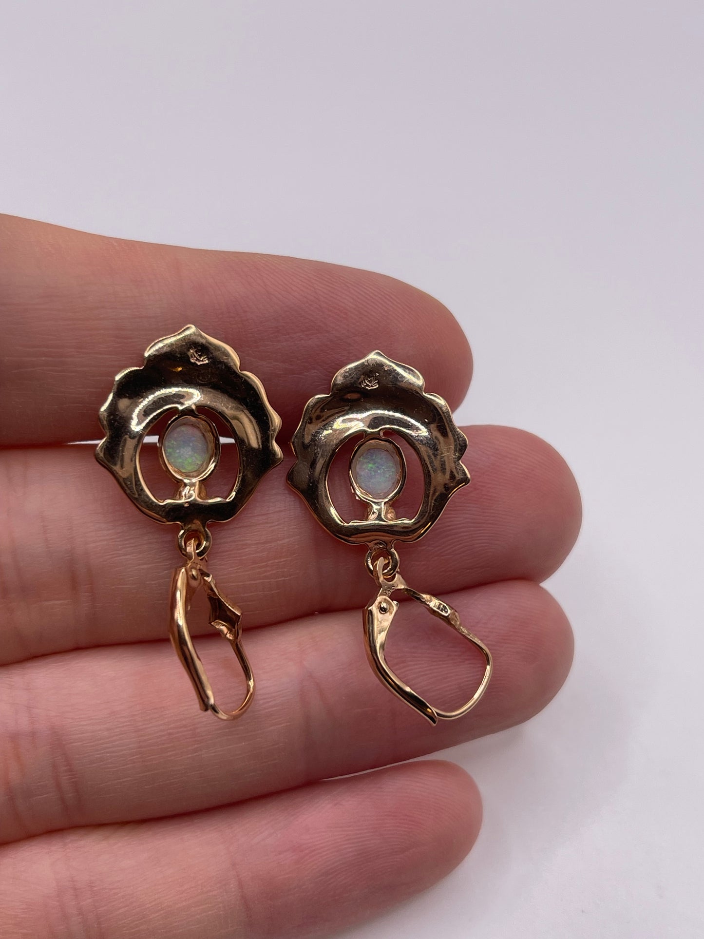 14ct rose gold opal earrings