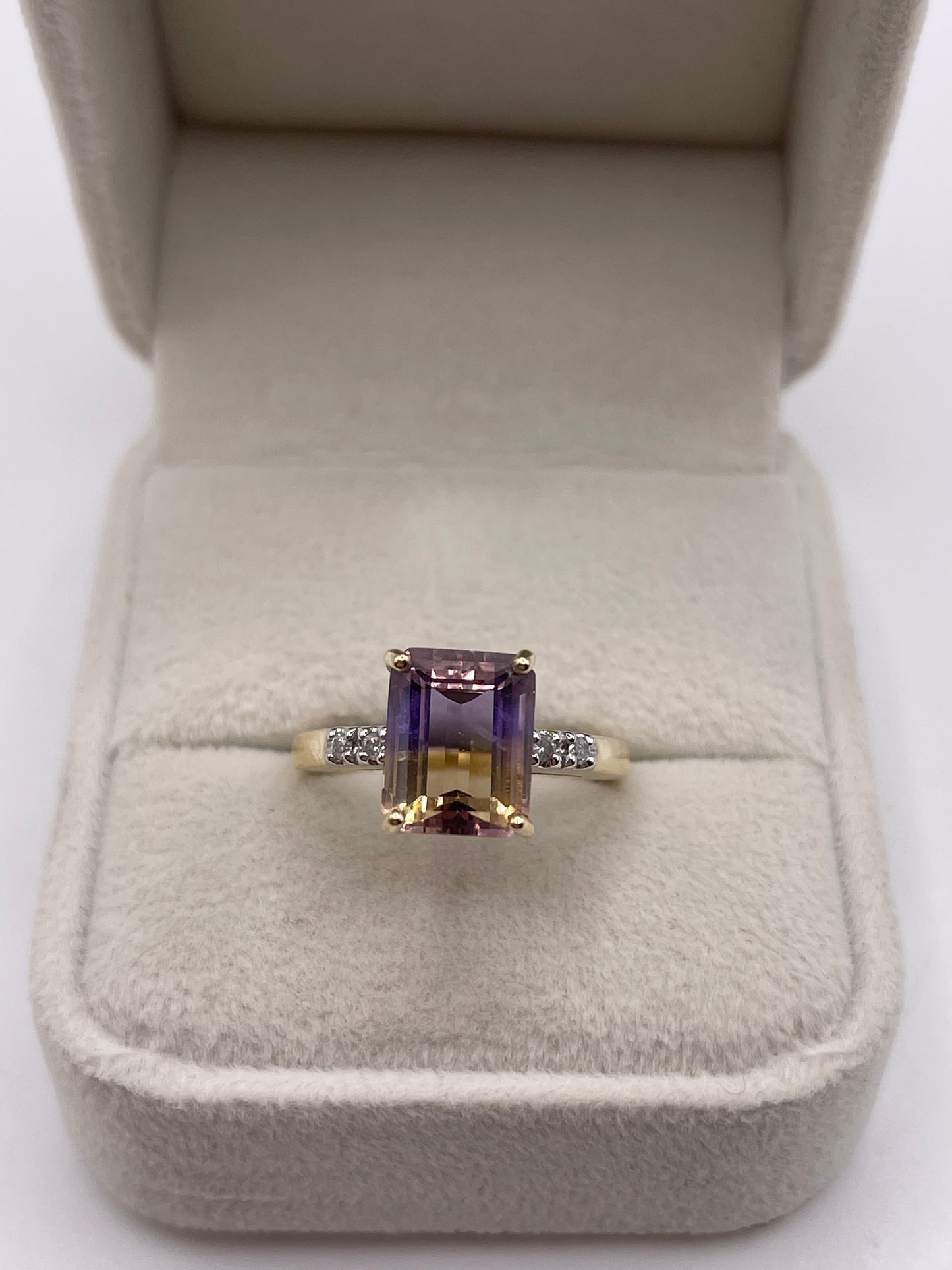 9ct gold ametrine and diamond ring