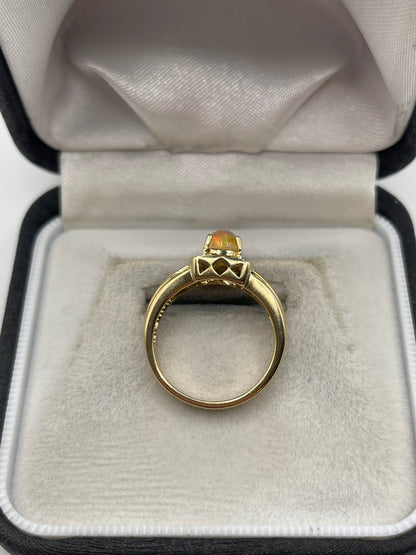 9ct gold opal and diamond ring