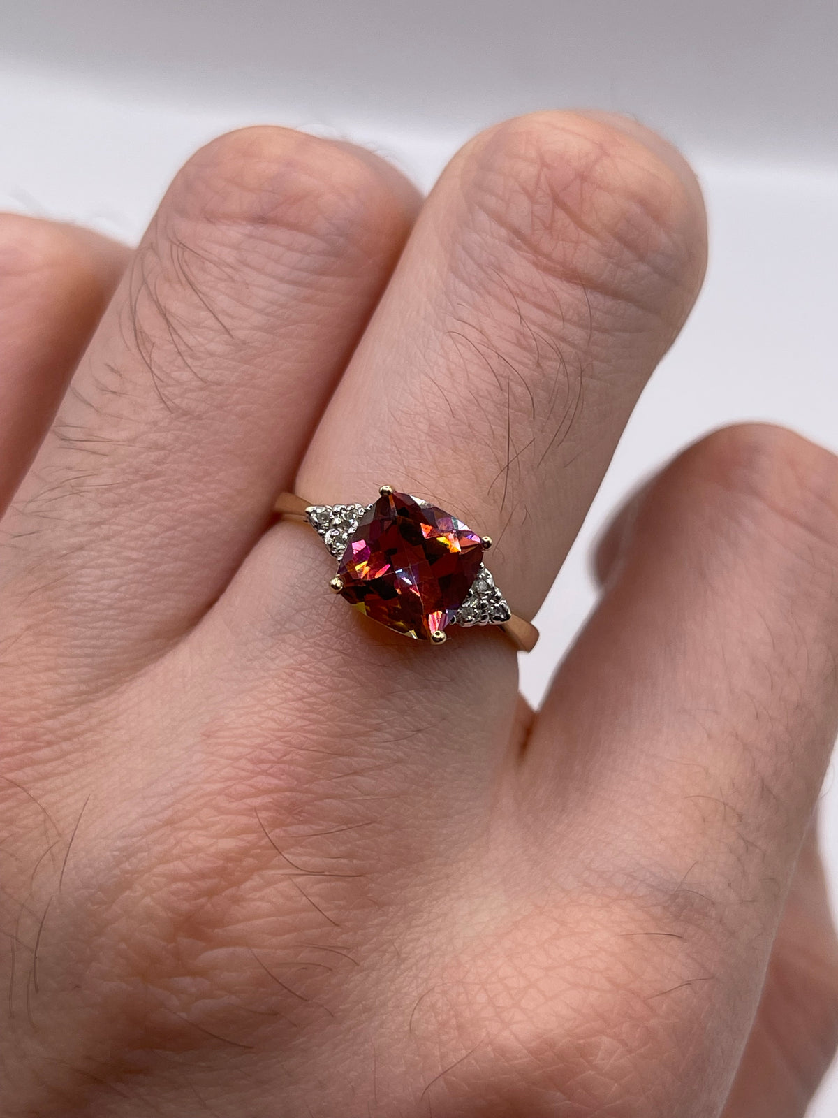 9ct gold topaz and diamond ring