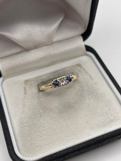 9ct gold sapphire and diamond ring