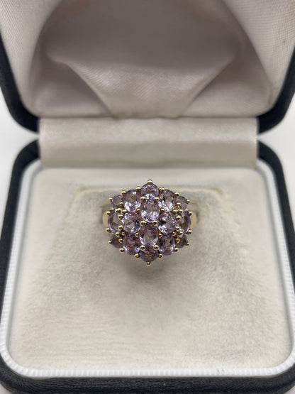 9ct gold amethyst cluster ring