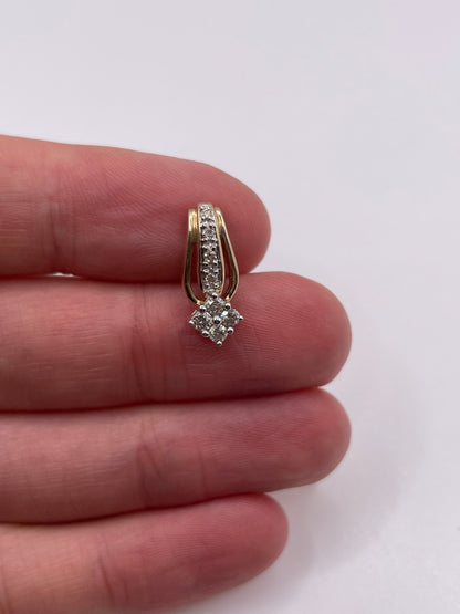 9ct gold diamond cluster pendant