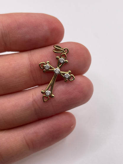 9ct gold diamond cross pendant