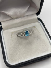 Load image into Gallery viewer, 9ct white gold topaz and diamond ring

