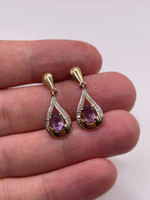 Load image into Gallery viewer, 9ct gold amethyst and diamond earrings
