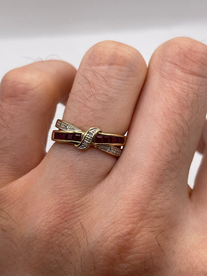 9ct gold ruby and diamond ring