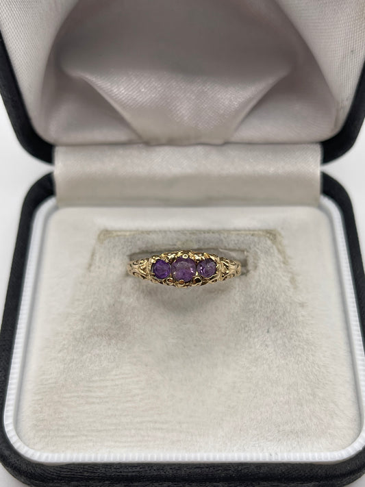 9ct gold amethyst ring