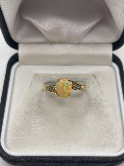 9ct gold opal and alexandrite ring